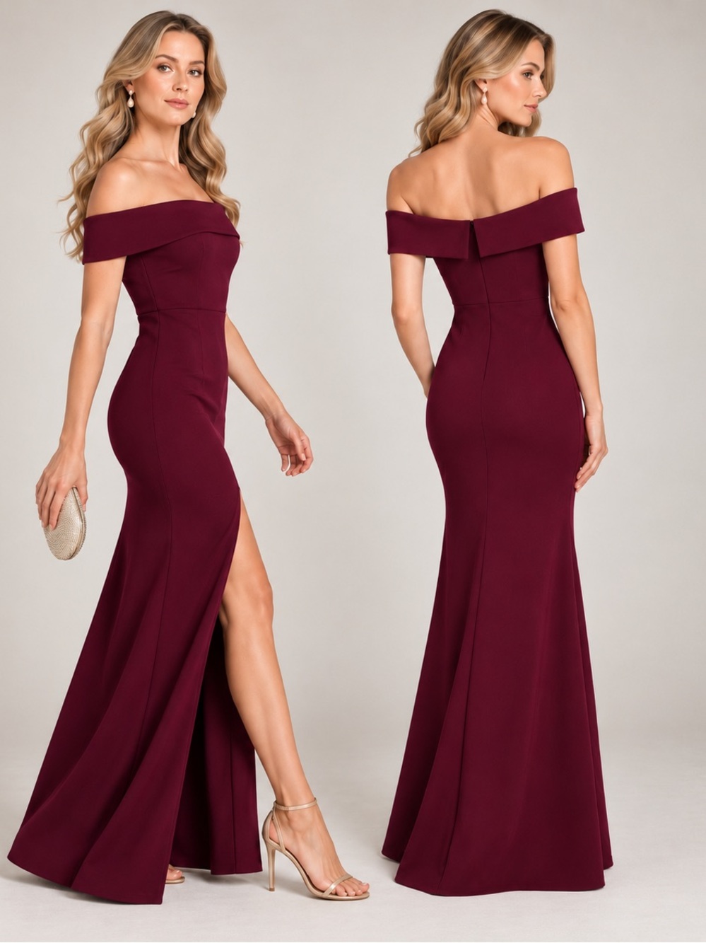 Lulus Off Shoulder Burgundy Evening Gown Maxi Dress Wedding Guest Bridesmaid S